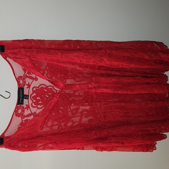 Lane Bryant Tops - Lane Bryant Vibrant Red Sheer Lace Top